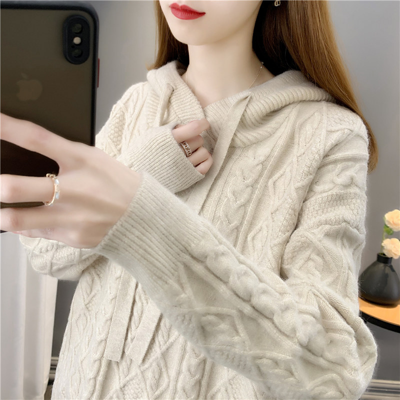 2025年新款跨年女装秋冬季慵懒风复古加厚车厘子红色连帽毛衣,女装/女士精品,毛衣,淘宝优惠券,粉丝福利购,淘宝优惠卷