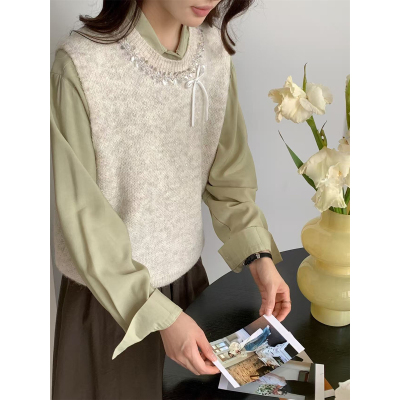 秋冬叠穿马甲女针织背心马夹毛衣