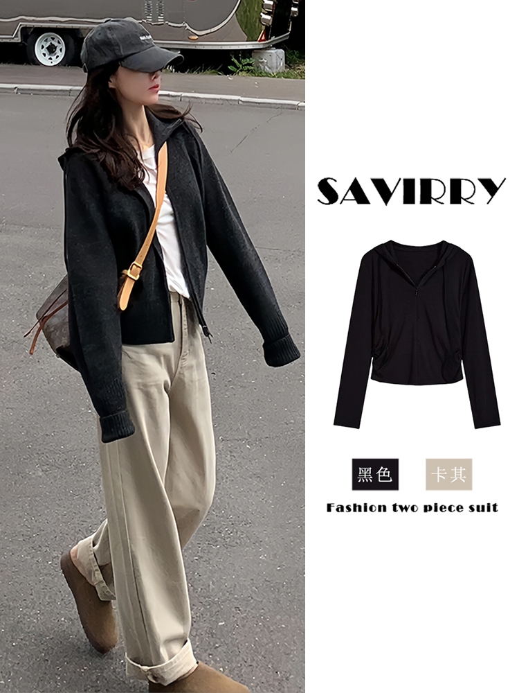 黑色针织开衫外套毛衣女2025新款早秋韩系高级感穿搭chic加厚上衣