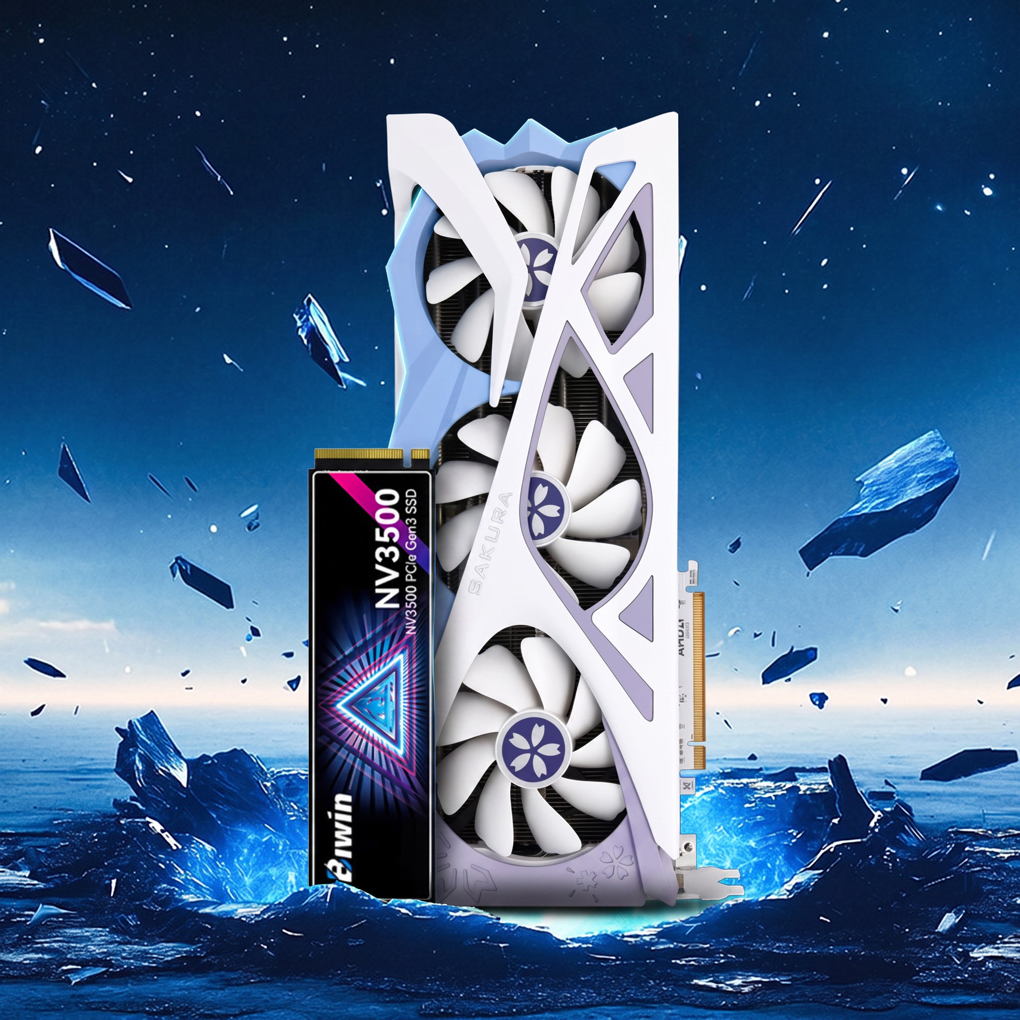 盈通RX9070XT显卡搭配1T佰维固态图片