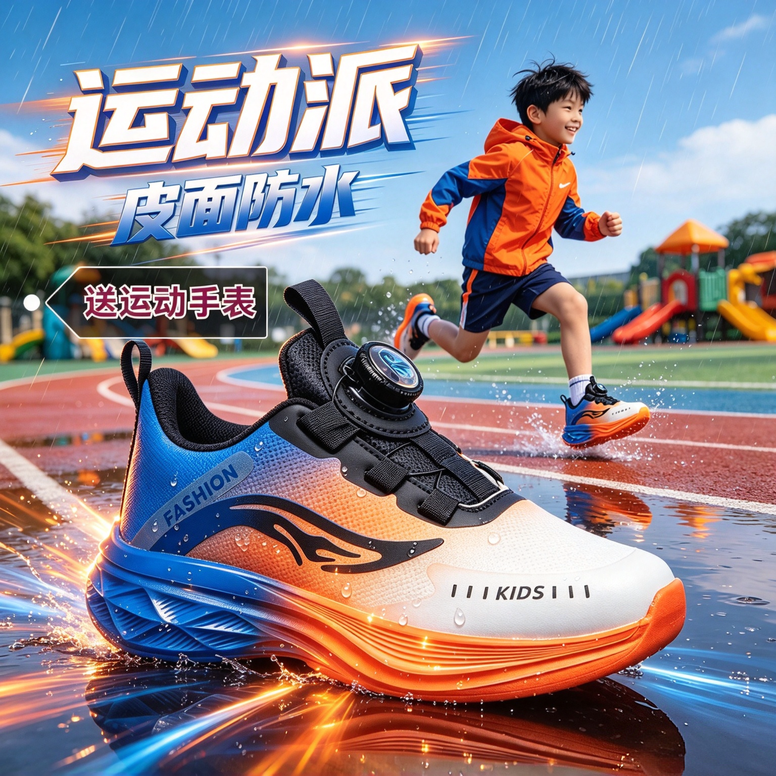 男童鞋子皮面防水秋冬2026男童运动鞋中大童小学生篮球鞋跑步鞋