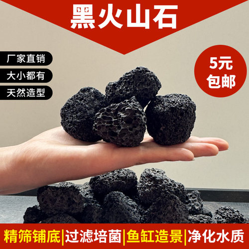 天然黑色火山石鱼缸专用