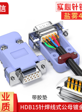 VGA接头HDB15公头DB15母头电脑3排D-SUB15针插头伺服PLC通信接口
