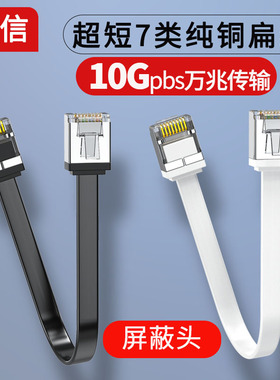 短体7类万兆细网线超六类网线超细宽带路由器光猫面条扁网线纯铜
