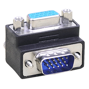 VGA转接头 90度 直角弯头 VGA3+9线公对母转换头 270度 15针接头
