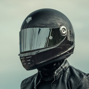 摩托车先生复古巡航头盔全盔碳纤维全碳超轻男3C认证四季防风装备