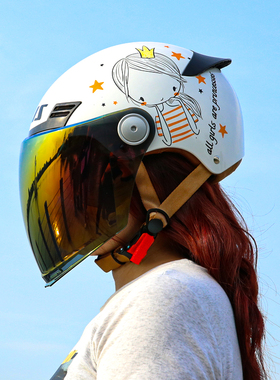 艾狮头盔电动车女士防晒夏季半盔男士安全帽3C认证四季通用摩托车