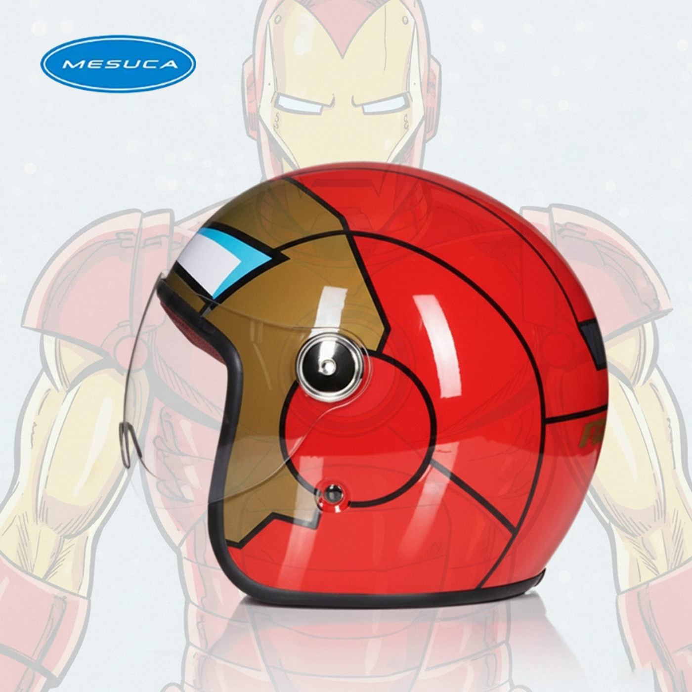 麦斯卡儿童头盔男孩摩托车半盔电动车女孩钢铁侠蜘蛛侠冬季3c认证