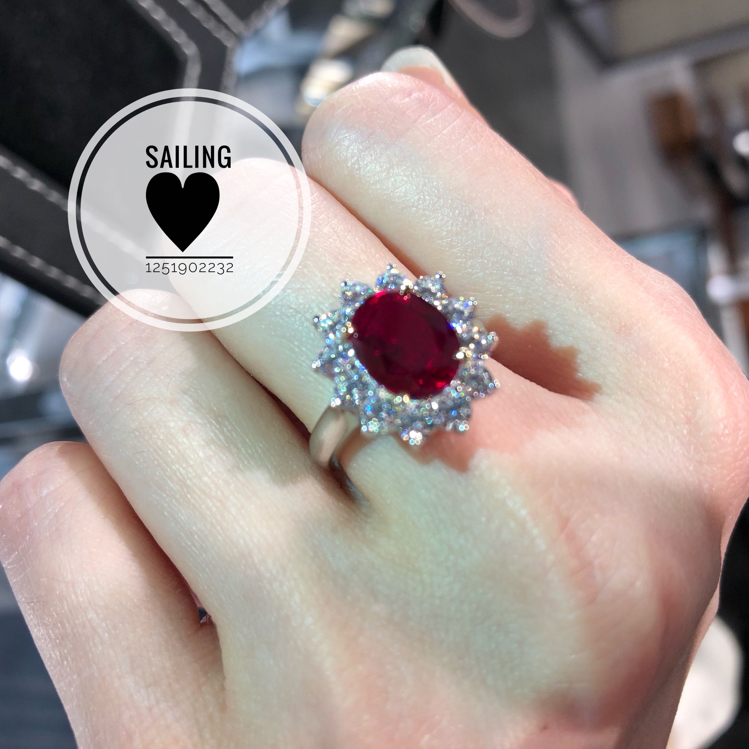 现货 香港专柜代购 英国carat london 人造红宝石 钻石戒指 3克拉