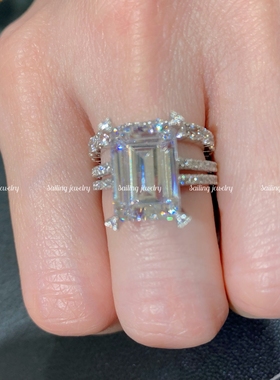 现货 香港专柜 carat london 6.75克拉 祖母绿切割 K白金人造钻石