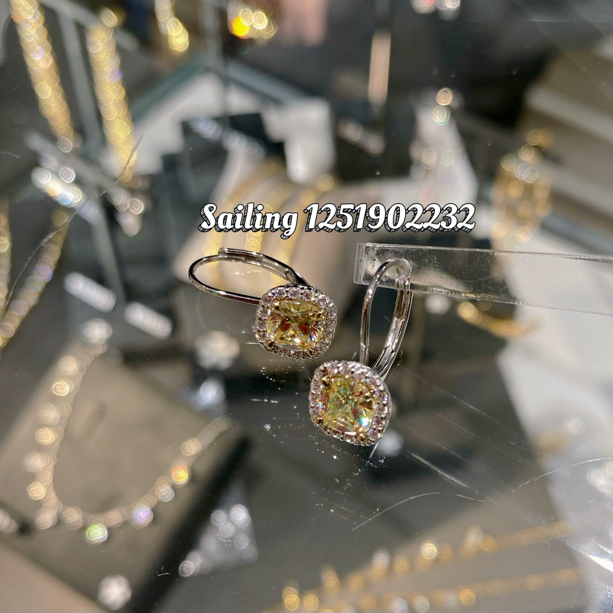 现货 香港专柜 英国carat london 人造钻石耳环 枕形黄钻