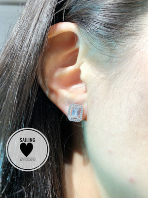 香港英国祖母绿切割钻石耳钉现货