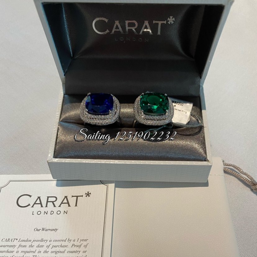 现货 香港专柜代购 英国carat london 人造宝石戒指 蓝宝 祖母绿