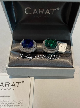 香港专柜代购 英国carat london 人造宝石戒指 蓝宝 祖母绿 欧美