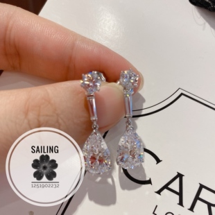 香港专柜 英国CARAT LONDON 人造宝石耳环 圆形水滴梯形人工钻