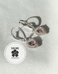 现货 香港专柜 carat london 心形人造钻石粉钻耳环 单颗2克拉