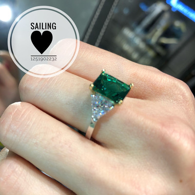 香港克拉祖母绿钻石戒指现货