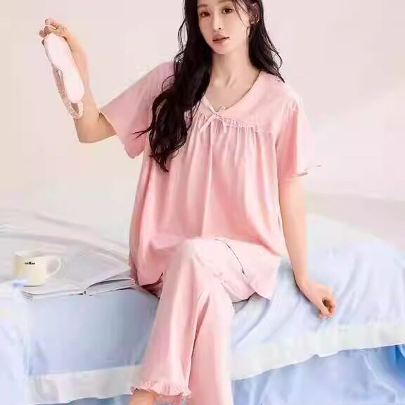 绮宇娜女睡衣夏款短袖短裤套装