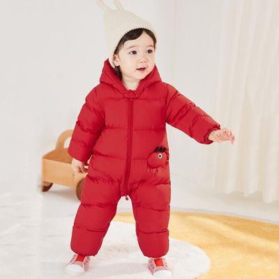 婴儿羽绒服加厚爬爬服外出抱衣