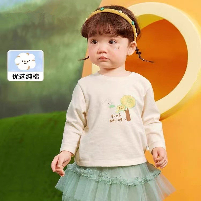 品牌清仓折扣宝宝打底衫婴儿长袖t恤女童装2025新款简约上衣舒适