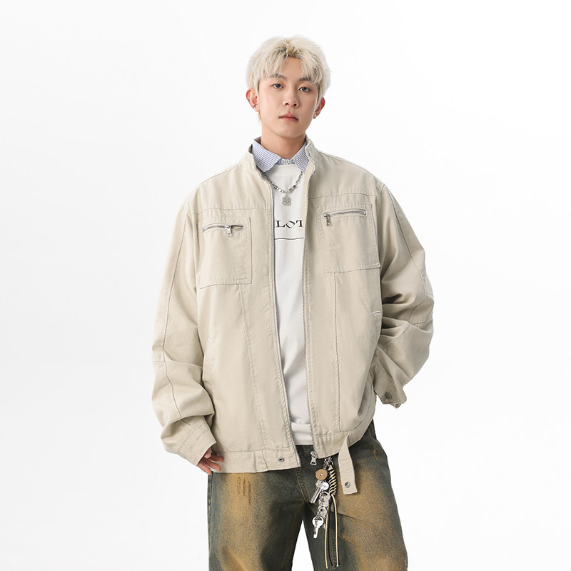 春季防风夹克牛仔外套百搭休闲潮流水洗宽松复古时尚情侣牛仔外套