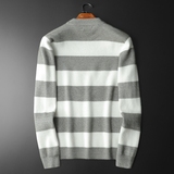 2024冬季新款水貂绒长袖毛衣男士圆领条纹针织衫男qt702-4026-P90，男装针织衫/毛衣，钱塘702
