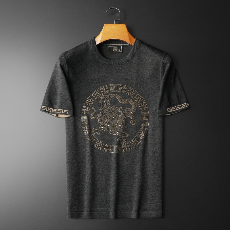 2024新款春季针织短袖T恤男士短袖毛衣印花半袖针织衫男1205-P75，男装针织衫/毛衣，钱塘702