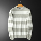 2024冬季新款水貂绒长袖毛衣男士圆领条纹针织衫男qt702-4026-P90，男装针织衫/毛衣，钱塘702