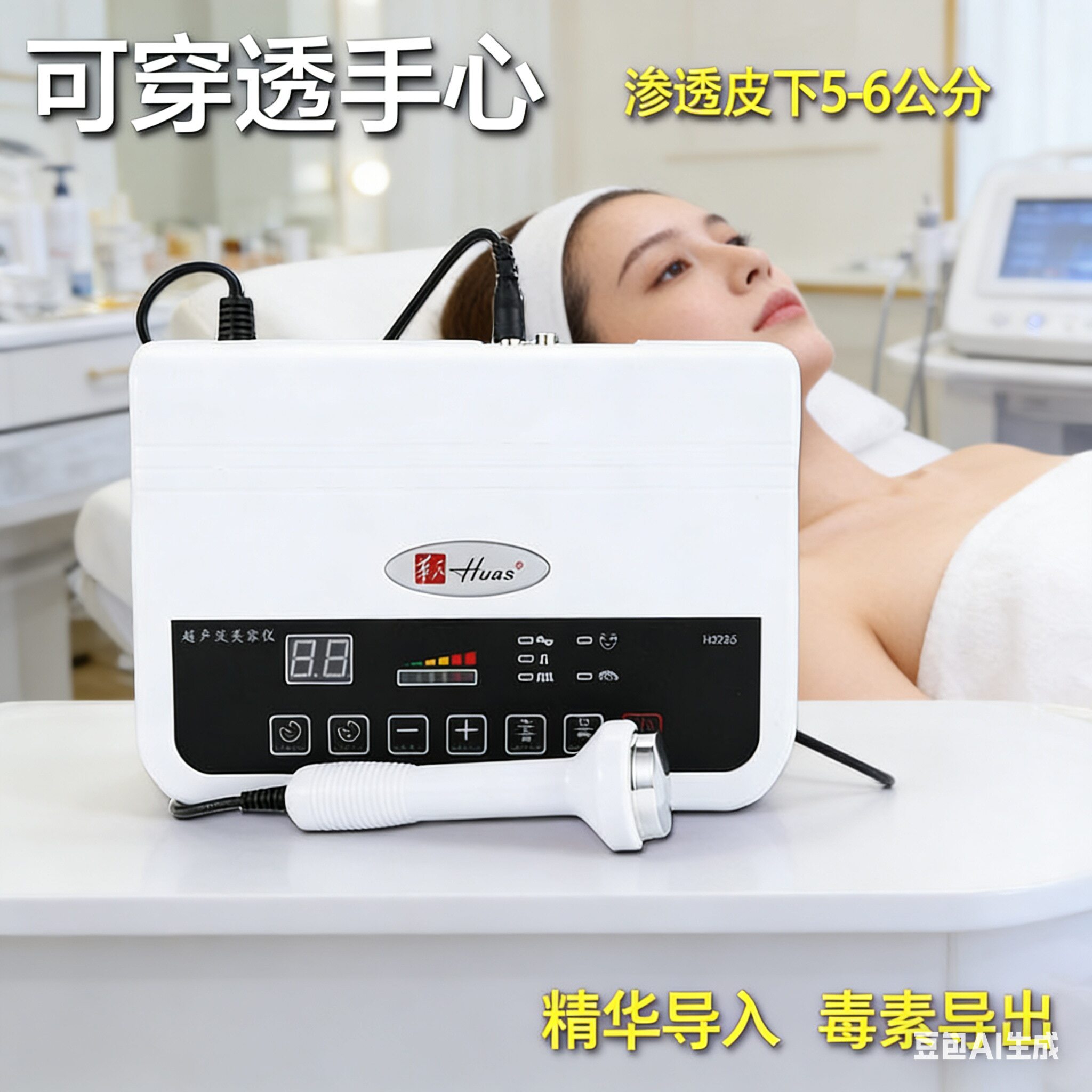华氏美容院超声波美容仪器导入导出面部排铅机家用导入仪脸部排毒