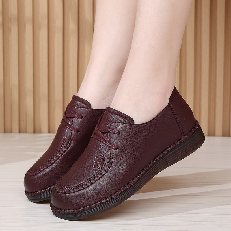 真皮软底妈妈鞋超软中老年单鞋女轻便舒适平底中年休闲春秋款皮鞋,女鞋,深口单鞋,淘宝优惠券,粉丝福利购,淘宝优惠卷