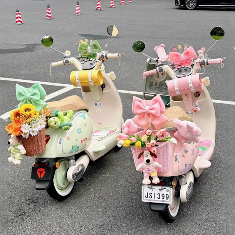 雅迪电动车装饰车筐元气沐光电瓶车后置蝴蝶结装饰用品可爱小配件