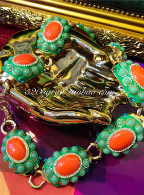 欧美小众设计复古撞色项链