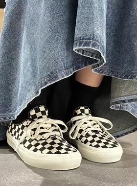 VANS Authentic 44安纳海姆增高黑白棋盘格低帮帆布鞋VN0A38ENOAK