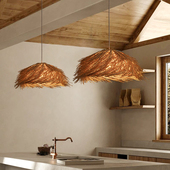 侘寂风编织吊灯个性 卧室酒店禅意茶室民宿藤编日式 东南亚餐厅吊灯