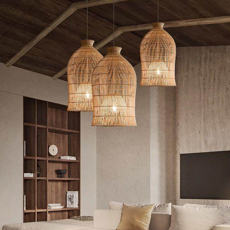 日式侘寂风吊灯中古民宿餐厅吧台禅意茶室艺术酒店东南亚藤编灯