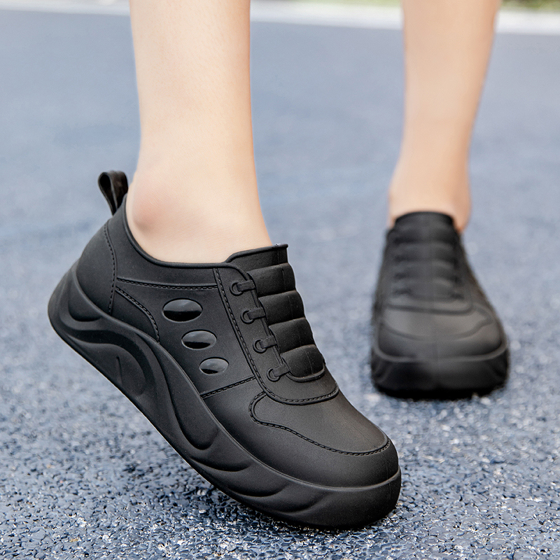 雨鞋女士成人时尚款低帮防滑厚底内增高水鞋学生胶鞋防水加绒雨靴