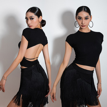 Dancebaby拉丁舞服装练功服成人女新款舞衣日常舞蹈服专用上衣100