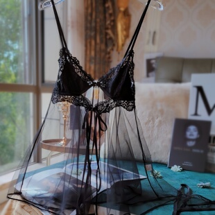 性感睡衣初恋少女透明网纱蕾丝吊带睡裙高级感纯欲风法式内衣套装