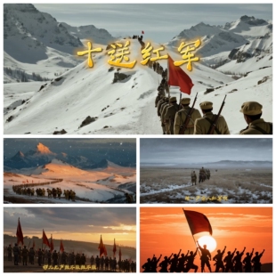 S6750《十送红军》和声伴唱伴奏+歌词 爱国歌曲红歌 背景视频素材