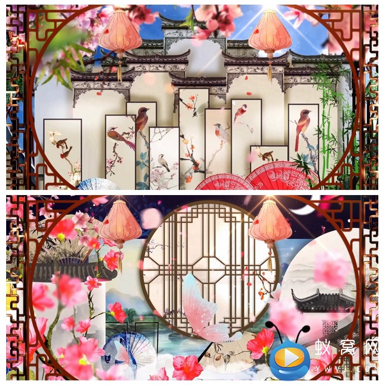 s2607 胭脂妆 中国风舞台晚会 led节目大屏舞美背景视频素材