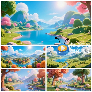 我 农场 世界演出背景视频素材 童话 S7220卡通世界森林蓝天白云