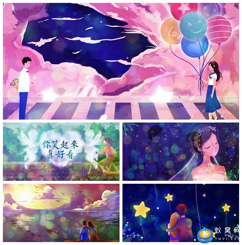 S1844 你笑起来真好看 爱情故事歌曲MVled 背景视频素材制作