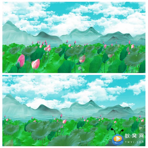 S1389 洪湖水浪打浪 荷叶莲花  节目晚会LED大屏舞台 制作素材