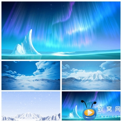 S5088《冲浪企鹅》少儿舞蹈 冰山 晚会 LED大屏 舞美背景视频素材