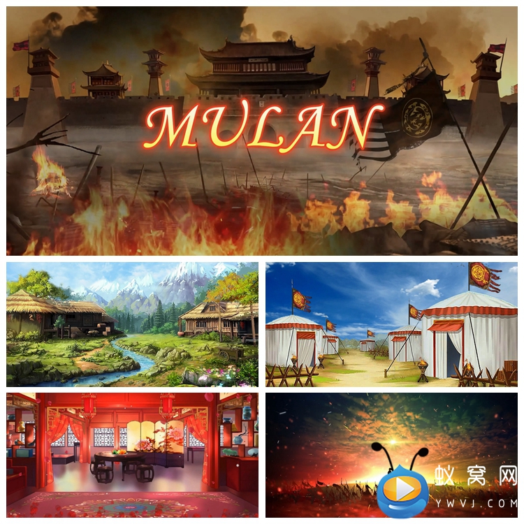 s4512《花木兰》小学英语戏剧表演 情景剧 led大屏背景视频素材