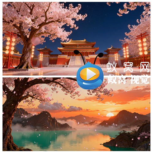 S7160《云想霓裳》桃李杯 樱花桃花大树古典古风演出背景视频素材