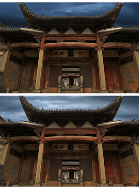 S2072 大宅院 乌云 府邸动态小品舞台剧节目高清视频素材