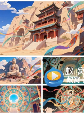 S6432《盛世敦煌》飞天古典古风舞蹈舞美节目LED大屏背景视频素材