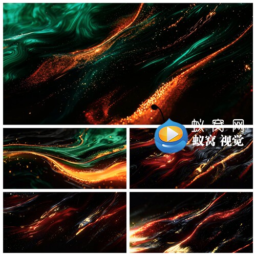 S7647 黑红金 流体粒子动画 粒子特效 LED大屏背景视频素材