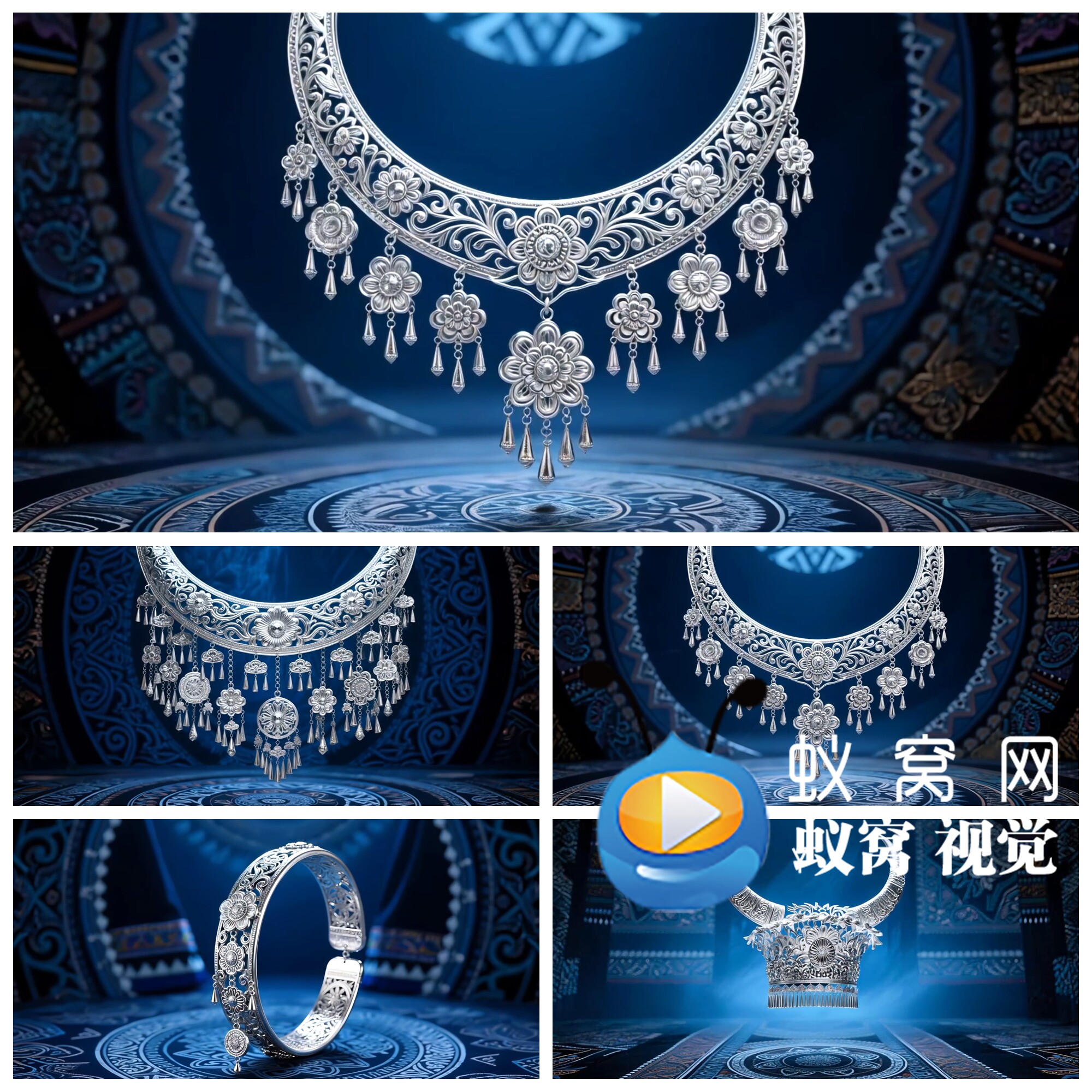 S6619苗族 银饰 民族元素图案 走秀背景视频素材